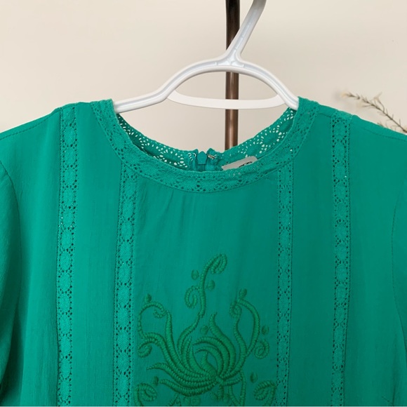 Asos - Embroidered, Emerald Green, Short-Sleeve Dress, Size 6 - Picture 5 of 13